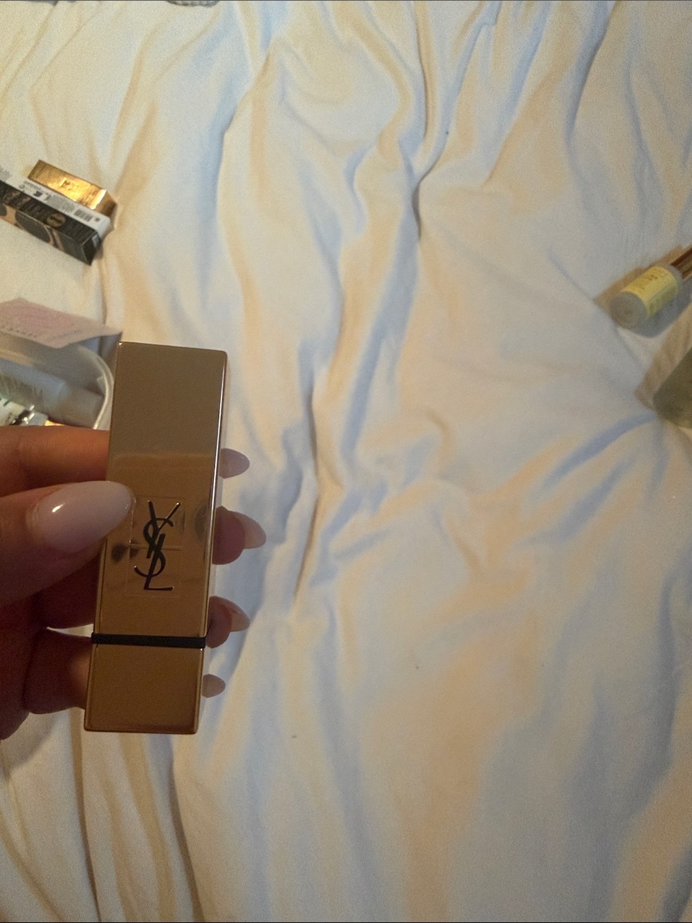 Yves Saint Laurent Gold & Black Logo Lipstick Case